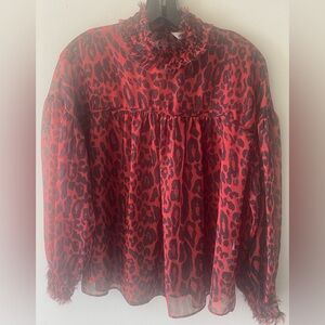 Zara Red Leopard Print Women's Top